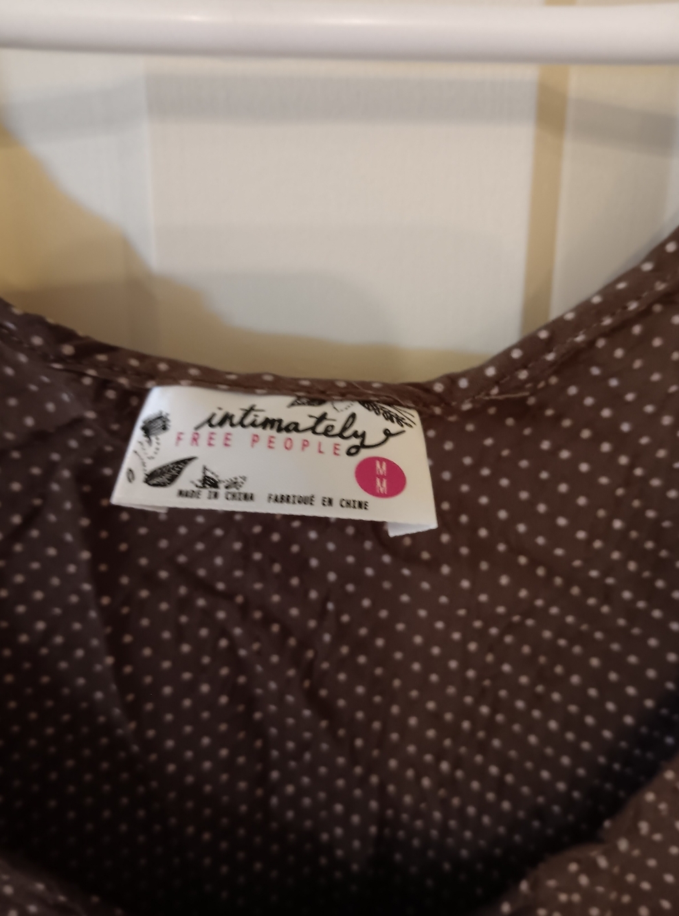 Free People Brown Polka Dot Lace-Trim Trapesez Slip Tank Tunic Dress - Picture 2 of 9